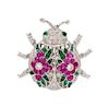 An 18 Karat White Gold, Ruby, Emerald and Diamond Articulated Insect Brooch, 5.00 dwts.