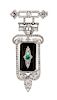 An Art Deco Platinum, Diamond, Onyx and Emerald Lapel Watch, Elaine, 18.00 dwts.