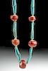Egyptian Faience, Amber & Shell Beaded Necklace