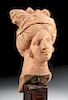 Greek Hellenistic Terracotta Female Head w/ Headdress