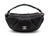 * A Chanel Dark Grey Quilted Caviar Leather Bag, 13 x 7 x 4 inches.