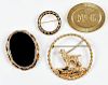 Three 14kt. Gold Brooches, One Gold Filled Brooch