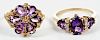 Two 14kt. Gold & Amethyst Rings