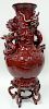 Large Japanese Red Glazed Porcelain Dragon Vase