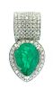 Pear Shape Emerald And Diamond Pendant