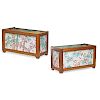 PAIR OF FRENCH JAPONISM TILE INSET PLANTERS