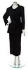 * A Chanel Black Wool Twill Skirt Suit, Jacket size 42, skirt size 42.