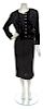 * A Chanel Black Crushed Velvet Jacket and Wool Crepe Dress Ensemble, Jacket size 42, dress size 38.