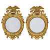 TWO REGENCY STYLE GILTWOOD CONVEX MIRRORS