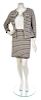 * A Chanel Metallic Grey, Taupe and Ivory Beaded Cotton Knit Skirt Suit,