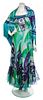 An Emilio Pucci Multicolor Chiffon Print Gown and Shawl, Size 8.