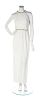 * A Mary McFadden Couture Ivory Pleated Halter Gown, Size 6.