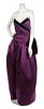 An Oscar de la Renta Purple Satin Strapless Gown, Size 8.