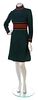 A Pierre Cardin Dark Green Wool Jersey Knit Dress,