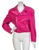 A Stephen Sprouse Shocking Pink Wool Motorcycle Jacket. Size S.
