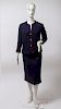 Chanel Navy Blue Wool Suit with Skirt