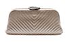 * Chanel Light Taupe Chevron Quilted Satin Clutch, 10 x 4 x 1 1/2 inches.