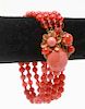 Miriam Haskell Faux Coral Glass Beaded Bracelet