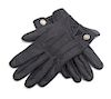 A Pair of Hermes Black Leather Nervures Droites Gloves, Size 7.