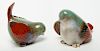 Modern Polychrome-Glazed Porcelain Birds, Pair