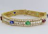18K  Blue Sapphires Emarald Rudy & Diamond Bracelet
