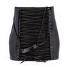 A Jean Paul Gautier Black Leather Corset Bag, 13 x 12 1/2 x 4 inches.