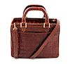 * A Lana Marks Cognac Alligator Box Bag, 9 1/2 x 6 1/2 x 4 1/2 inches.