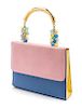 A Louis Feraud Leather Colorblock Leather Bag, 9 x 7 1/2 x 2 inches.