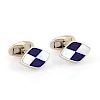 Tiffany & Co 18KT Inlaid Lapis Mother Pearl Cufflinks