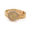 Rolex Oyster Diamond Dial & Bezel 18k Gold Watch Ladies