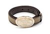 * A Prada Bronze Pressed Leather Belt,