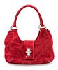 * A Prada Red Suede Shoulder Bag, 11 1/2 x 8 x 3 inches.