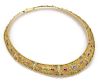 Estate 18k Gold Sapphire Ruby Emerald Scroll Necklace