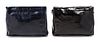 * Two Prada Embossed Leather Oversized Clutches, 15 x 10 x 2 inches.