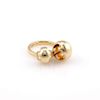 Gucci 18K Yellow Gold Designer Ring w 2 Circular Charms