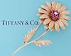 Vintage Tiffany & Co. 18K Gold .35ct Diamond Flower Pin