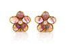 A Pair of Chanel Pink Gripoix and Faux Pearl Flower Earclips,