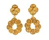 A Pair of Chanel Goldtone Medallion Chandelier Earclips,