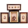 Four framed 19th century portrait photographs.