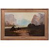 Oil on canvas of Yosemite by James Dwyer(1844 - 1934).