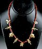 Colombian Gold & Amber Necklace - Masks, Grasshoppers