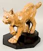 Janet Rosetta (b. 1945),  bronze lynx or bobcat,  on revolving wood base,  signed, numbered, and dated on back of foot.  ht....