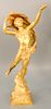 Eugene Marioton (1854-1933),  gilt bronze male figure,  "L' immortalite",  titled and signed on base.  ht. 28 1/2 in.