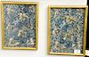 Four piece lot to include pair of framed and mounted embroidered textiles, China, 19th/20th century, depicting women in a courtyard...
