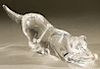 Steuben glass dog with silver ball "Playful Pup", crystal sculpture, signed on bottom: Steuben.  lg. 11 in.  Condition: very goo...