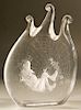 Steuben glass Rip Van Winkle figural etched and carved crystal free form sculpture with spider web and depicting the figure of Washi...