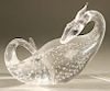 Large Steuben glass dragon, crystal sculpture with controlled bubbles, #9429, designed by Bernard X. Wolff, signed on bottom: Steube...
