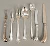 Creighton silver flatware set, 82 total pieces to include 12 salad forks, 12 dinner forks, 13 tablespoons, 12 cocktail forks, 12 ste...