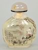 Snuff bottle, China, 19th/20th century, glass, intricately reverse painted with a landscape  ht. 2 1/2 in.