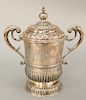 Silver cup with cover and two scrolled handles.  ht. 12 in.,   46.8 t oz.  Provenance: Estate from Park Avenue, Manhattan New...